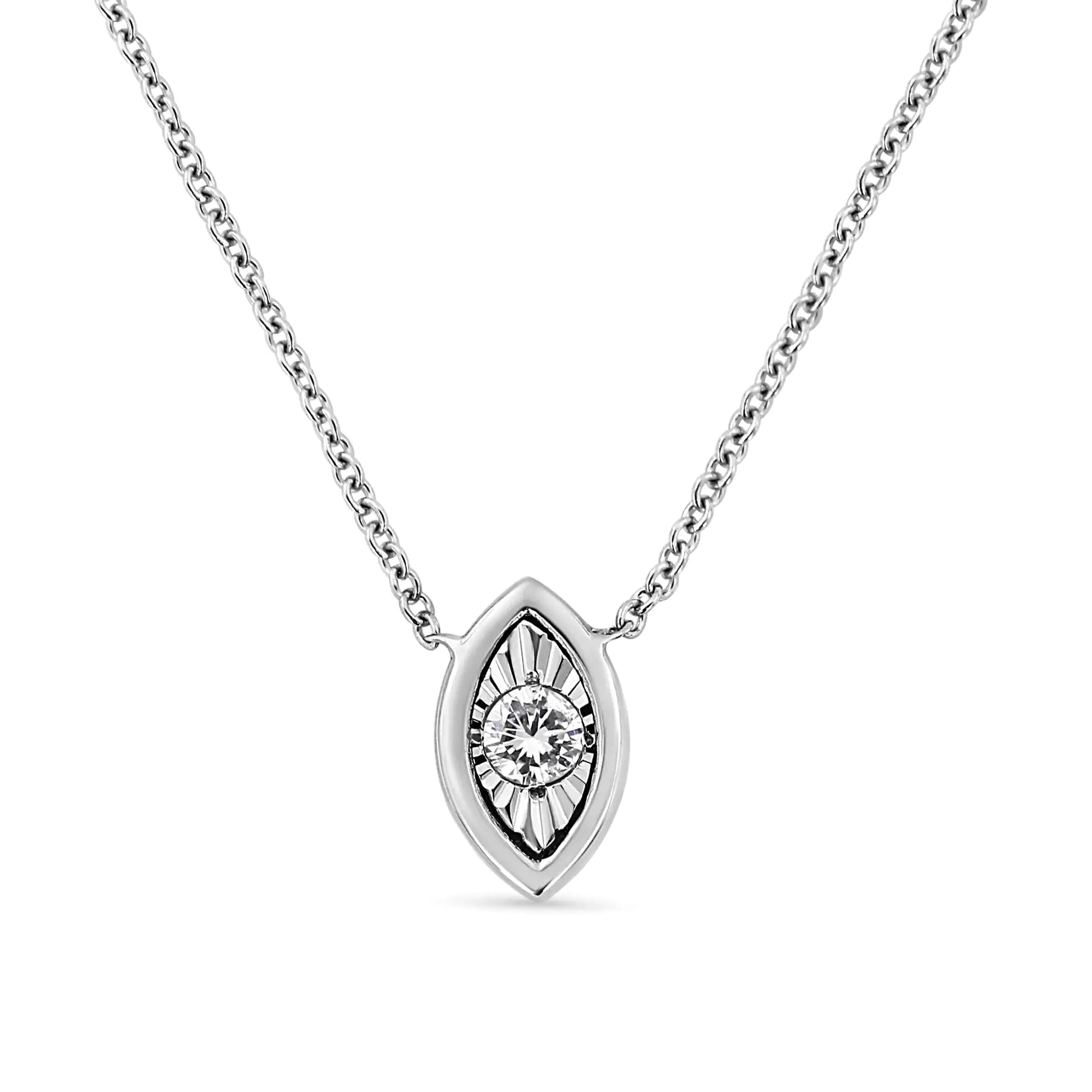White Gold 1/10 Ct Round Diamond Miracle Pendant - 18" | Necklace | Elegant Emulations Jewelry USA