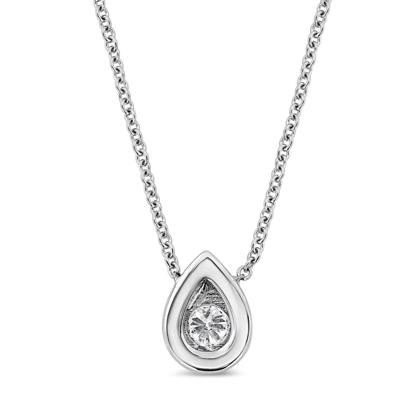 White Gold 1/10 Ct Round Diamond Miracle Pendant - 18" | Necklace | Elegant Emulations Jewelry USA