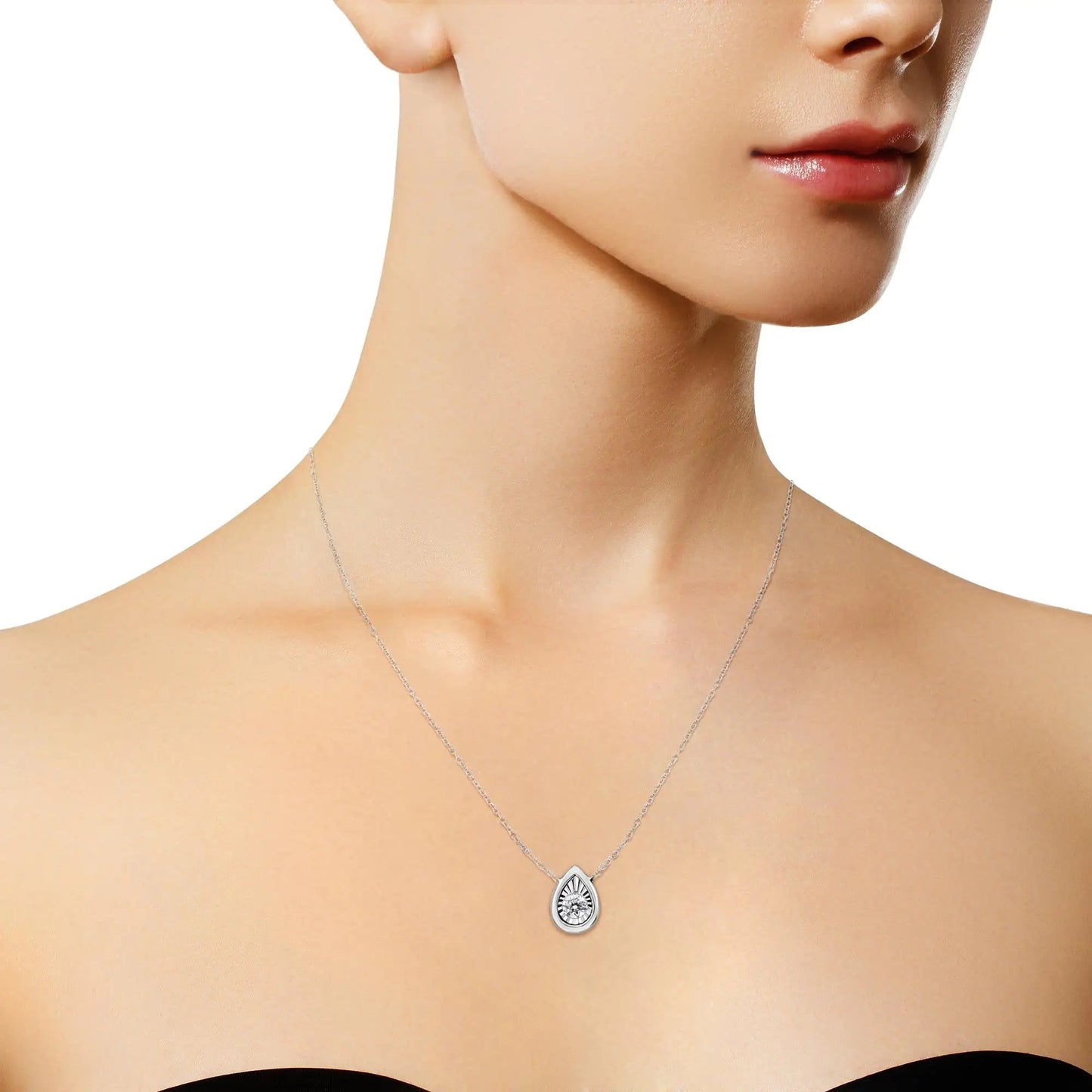 White Gold 1/10 Ct Round Diamond Miracle Pendant - 18" | Necklace | Elegant Emulations Jewelry USA