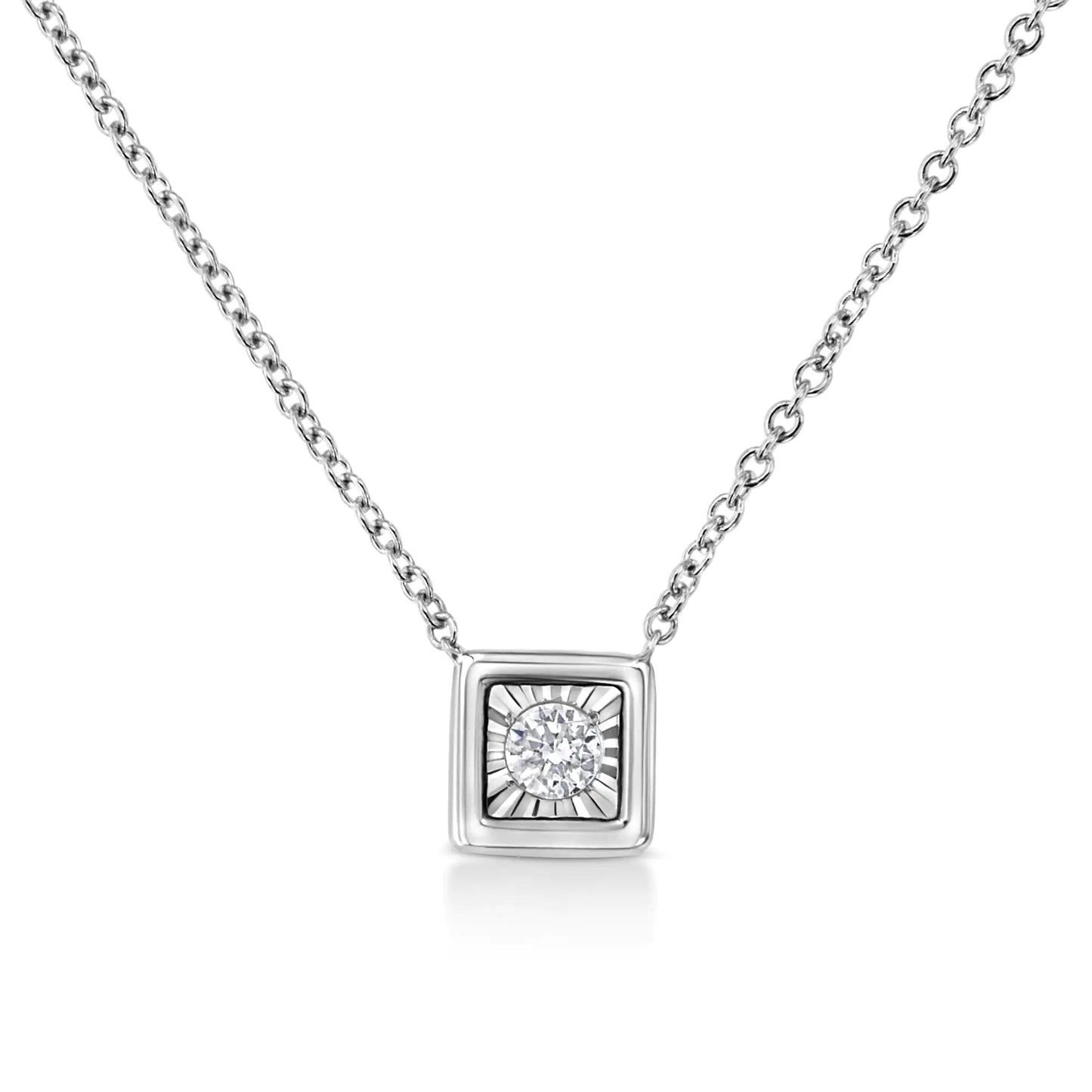 White Gold 1/10 Ct Round Diamond Miracle Pendant - 18" | Necklace | Elegant Emulations Jewelry USA