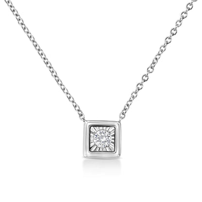 White Gold 1/10 Ct Round Diamond Miracle Pendant - 18" | Necklace | Elegant Emulations Jewelry USA
