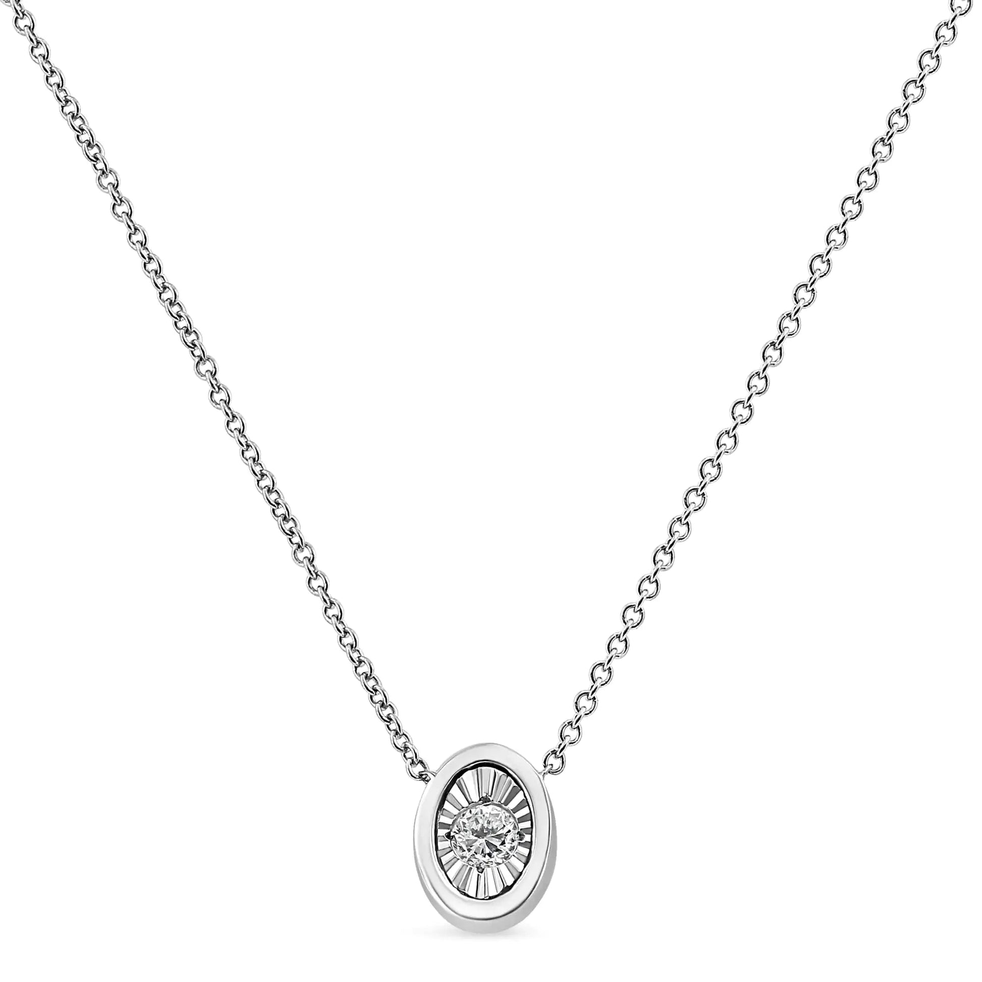 White Gold 1/10 Ct Round Diamond Miracle Pendant - 18" | Necklace | Elegant Emulations Jewelry USA