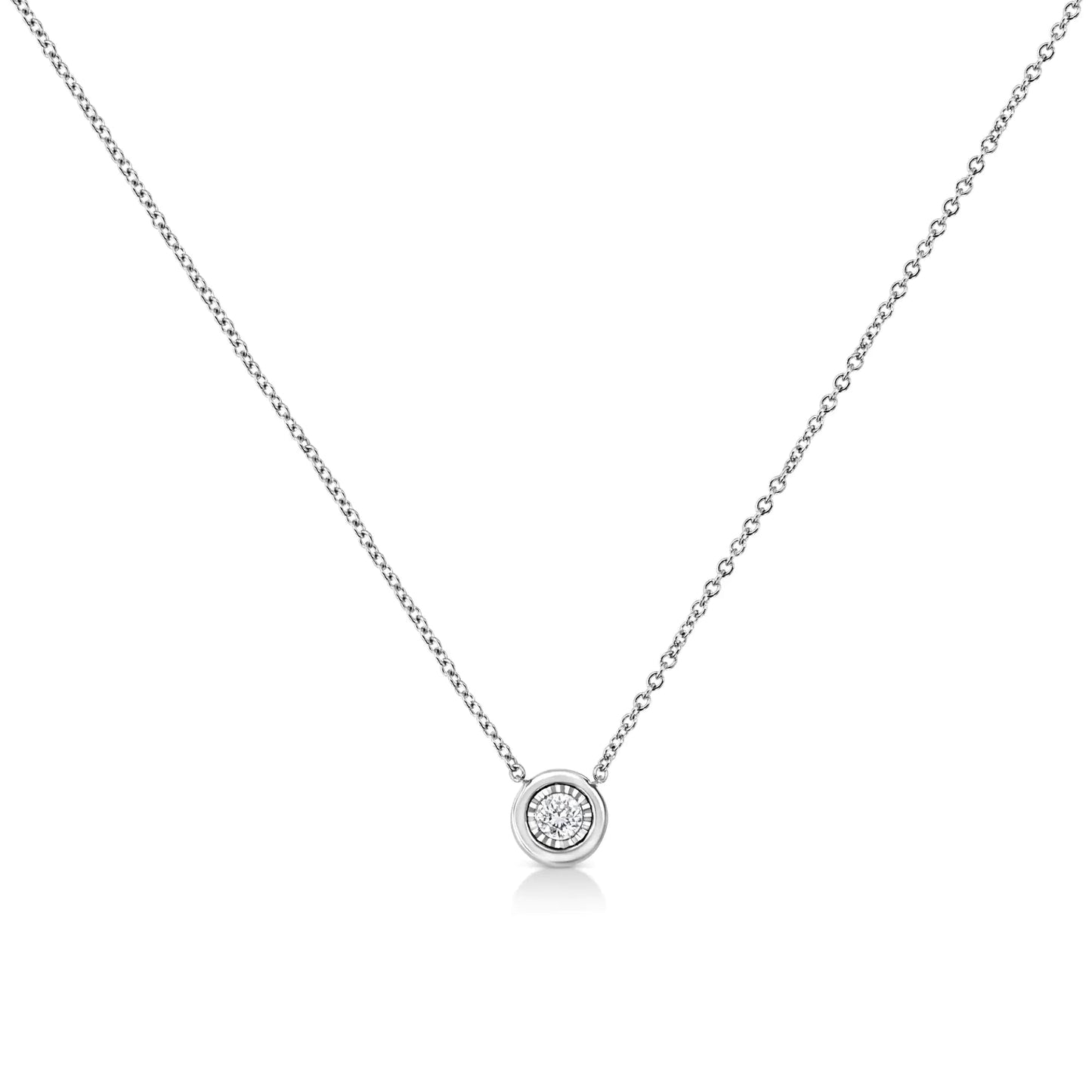 White Gold 1/10 Ct Round Diamond Miracle Pendant - 18" | Necklace | Elegant Emulations Jewelry USA