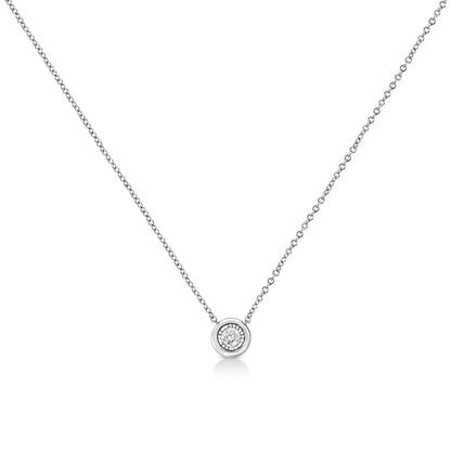 White Gold 1/10 Ct Round Diamond Miracle Pendant - 18" | Necklace | Elegant Emulations Jewelry USA