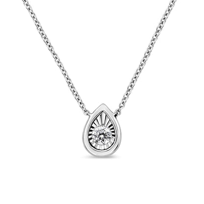 White Gold 1/10 Ct Round Diamond Miracle Pendant - 18" | Necklace | Elegant Emulations Jewelry USA