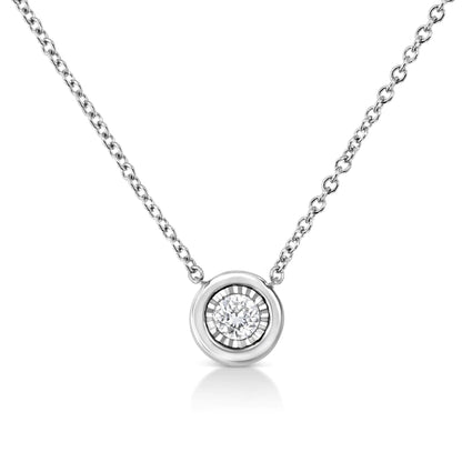 White Gold 1/10 Ct Round Diamond Miracle Pendant - 18" | Necklace | Elegant Emulations Jewelry USA