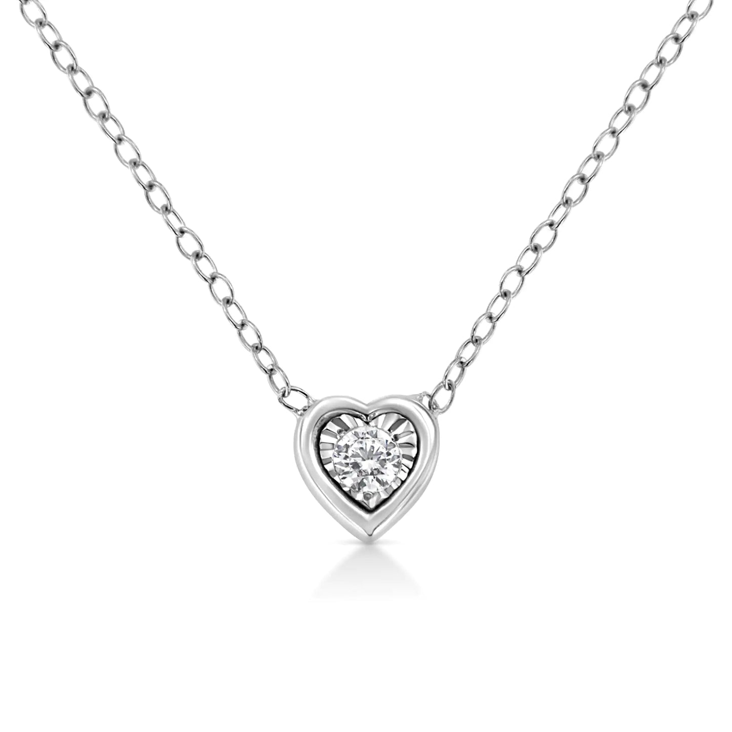 White Gold 1/10 Ct Round Diamond Miracle Pendant - 18" | Necklace | Elegant Emulations Jewelry USA