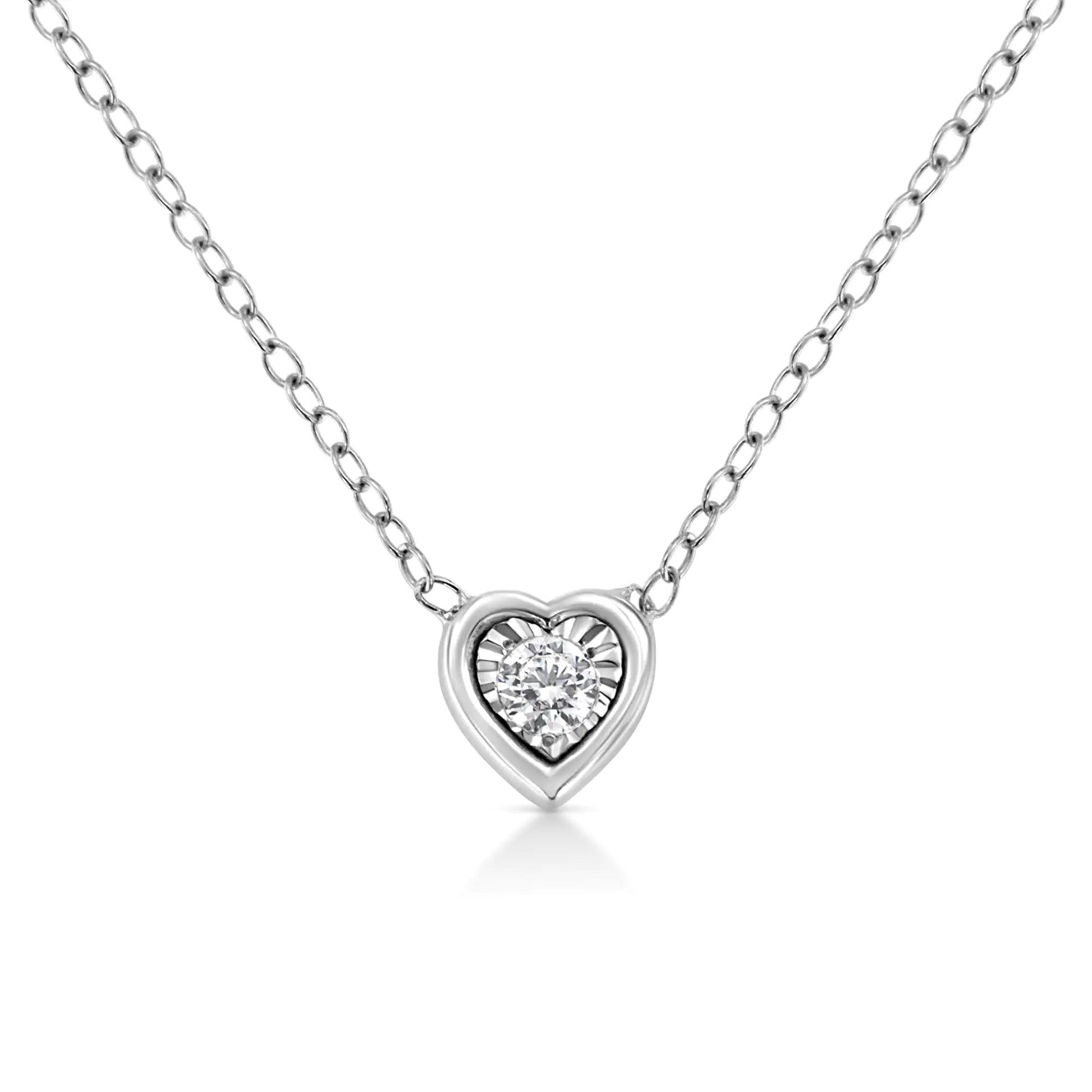 White Gold 1/10 Ct Round Diamond Miracle Pendant - 18" | Necklace | Elegant Emulations Jewelry USA