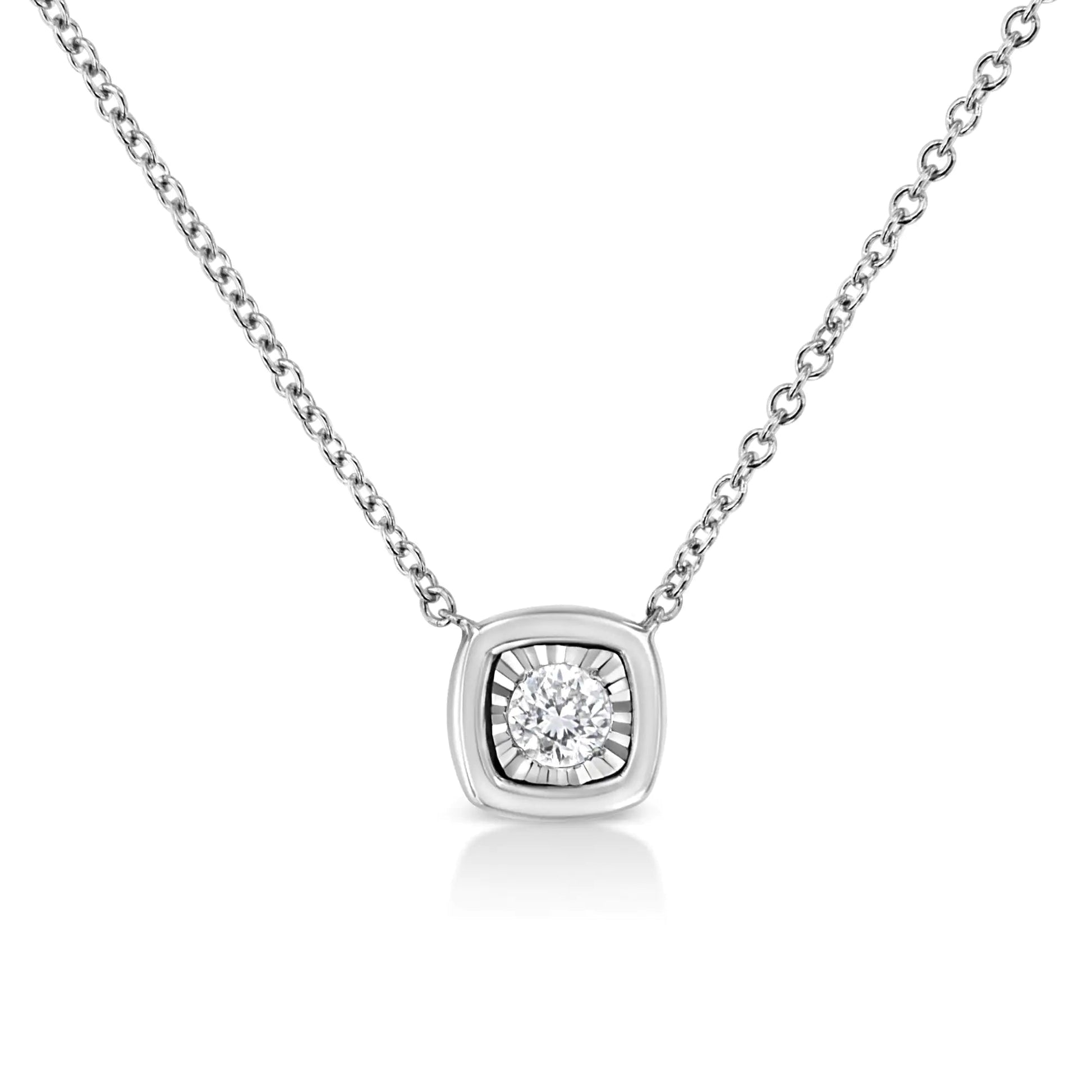 White Gold 1/10 Ct Round Diamond Miracle Pendant - 18" | Necklace | Elegant Emulations Jewelry USA