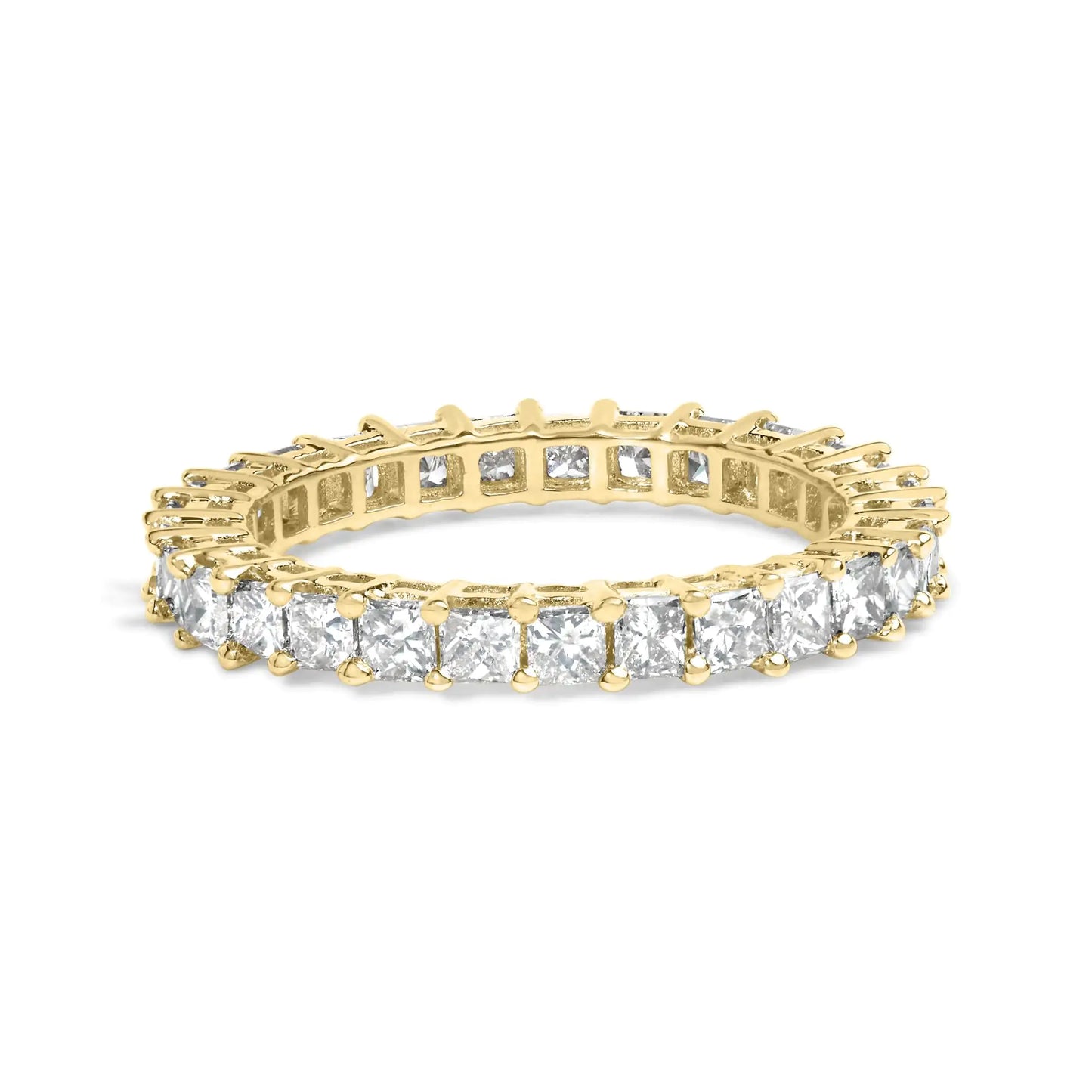 14K Yellow Gold 2.00 Cttw Shared Prong Set Princess Cut Diamond Eternity Band Ring (J-K Color, SI1-SI2 Clarity) - Ring Size 7 - Elegant Emulations