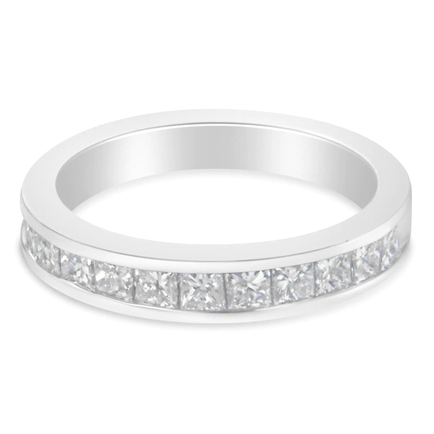 Women's 18K White Gold Princess Cut Diamond Band Ring (1 Cttw, G-H Color, SI1-SI2 Clarity) - Elegant Emulations