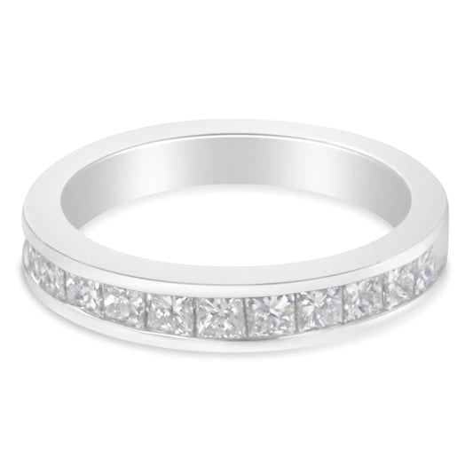 Women's 18K White Gold Princess Cut Diamond Band Ring (1 Cttw, G-H Color, SI1-SI2 Clarity) - Elegant Emulations