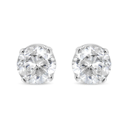 14K White Gold 5/8 Cttw Round Brilliant-Cut Lab Grown Diamond Classic 4-Prong Push back Stud Earrings (F-G Color, VS1-VS2 Clarity) - Elegant Emulations