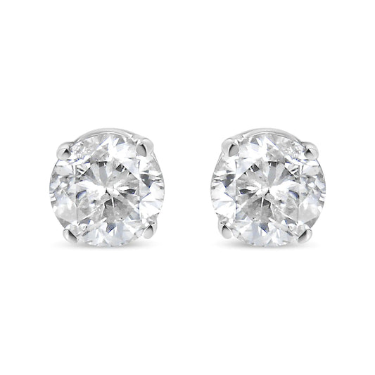 14K White Gold 5/8 Cttw Round Brilliant-Cut Lab Grown Diamond Classic 4-Prong Push back Stud Earrings (F-G Color, VS1-VS2 Clarity) - Elegant Emulations